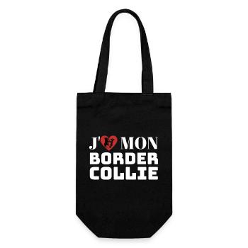 J aime mon border collie chien mignon - Sac à bouteille - noir - Devant