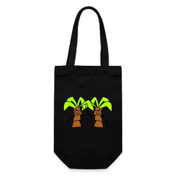 2 drôle mignon palmiers salutation équipe de visage comique - Sac à bouteille - noir - Devant