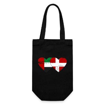 Vereinigte Arabische Emirate Dänemark Flagge Herz - Geschenkbeutel für Flaschen - Schwarz - Vorne