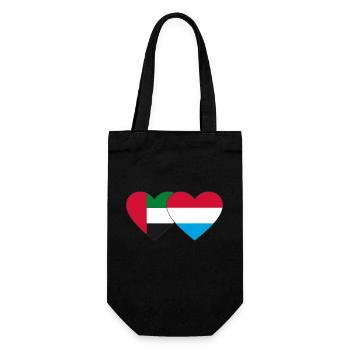 United Arab Emirates Luxembourg Flag Heart - Gift Bag for Bottles - black - Front