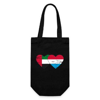 Vereinigte Arabische Emirate Luxemburg Flagge Herz - Geschenkbeutel für Flaschen - Schwarz - Vorne