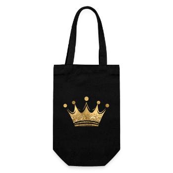 Couronne Reine/Roi Paillettes Dorées Personnalisable - Sac à bouteille - noir - Devant