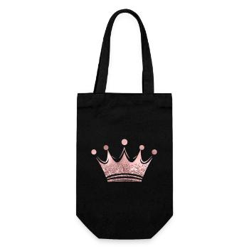 Königin/König Krone Glitter personalisierbar - Geschenkbeutel für Flaschen - Schwarz - Vorne