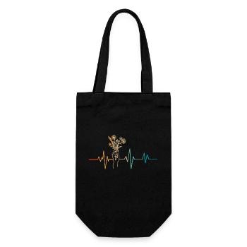 Retro heartbeat hand holding flowers - Gift Bag for Bottles - black - Front