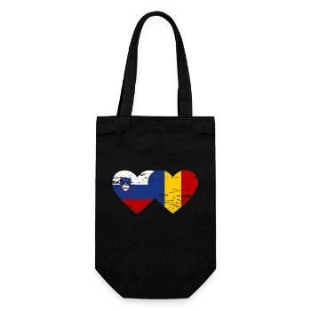 Slovenia Romania Flag Heart - Gift Bag for Bottles - black - Front