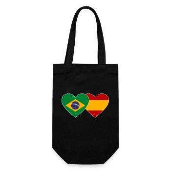 Brazil Spain Flag Heart - Gift Bag for Bottles - black - Front
