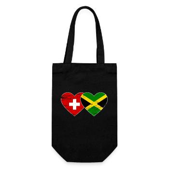 Schweiz Jamaika Flagge Herz used - Geschenkbeutel für Flaschen - Schwarz - Vorne
