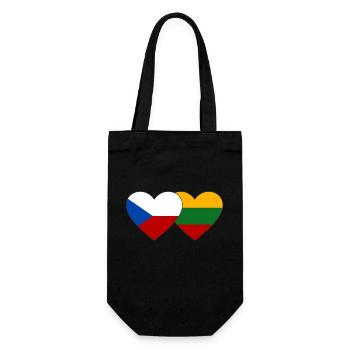 Tschechien Litauen Flagge Herz - Geschenkbeutel für Flaschen - Schwarz - Vorne