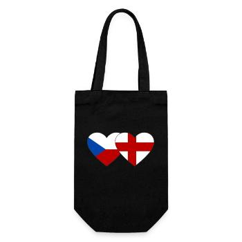 Tschechien England Flagge Herz - Geschenkbeutel für Flaschen - Schwarz - Vorne