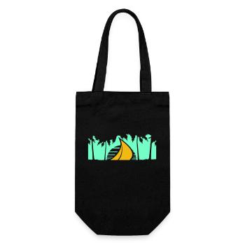 Schiff Sonne Palmen Südsee Abend Sonnenuntergang - Geschenkbeutel für Flaschen - Schwarz - Vorne