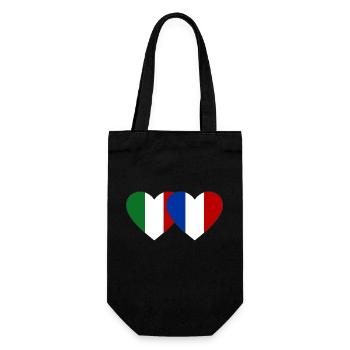 Italie France Drapeau Coeur - Sac à bouteille - noir - Devant