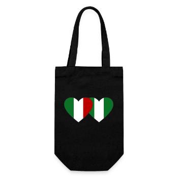 Italy Nigeria Flag Heart - Gift Bag for Bottles - black - Front