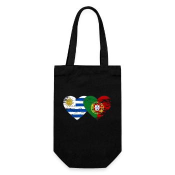 Uruguay Portugal Flagge Herz used - Geschenkbeutel für Flaschen - Schwarz - Vorne
