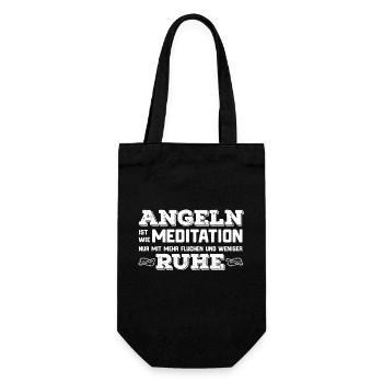 Angeln ist wie Meditation ... - Geschenkbeutel für Flaschen - Schwarz - Vorne