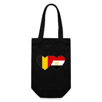 Belgium Egypt Flag Hands Heart Shape - Gift Bag for Bottles - black - Front