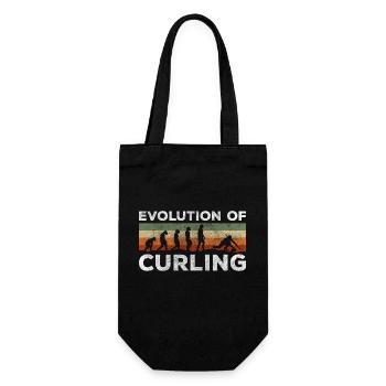 Curling Team Sieger Stöcke Sportlich - Geschenkbeutel für Flaschen - Schwarz - Vorne