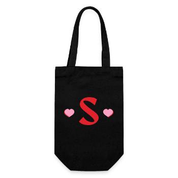 Lettre s cœurs rouges - Sac à bouteille - noir - Devant