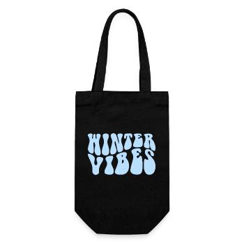Groovy Funny Winter Vibes Snow, Winter Lovers - Gift Bag for Bottles - black - Front
