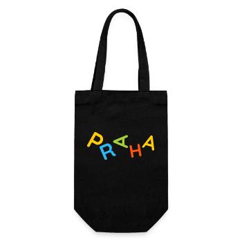Colorful Prague Souvenir T-Shirt - Gift Bag for Bottles - black - Front