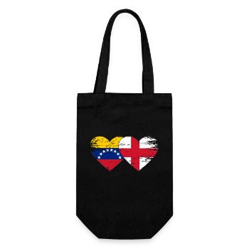 Venezuela England flag hands heart shape used - Gift Bag for Bottles - black - Front