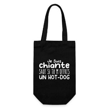 Woman who loves it: Hot dog. Funny Design Humor - Gift Bag for Bottles - black - Front