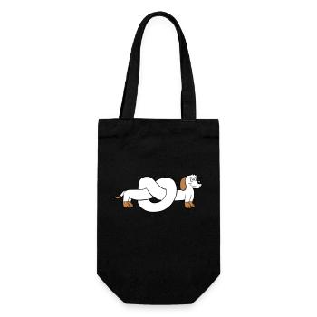 Hund Dackel Brezel Form Knoten Langer Körper Comic - Geschenkbeutel für Flaschen - Schwarz - Vorne