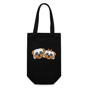 2 chiens Carlin Homme Femme Couple Deux Amoureux Amour - Sac à bouteille - noir - Devant
