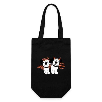 2 Chiens Ange Diable Satan Ciel Enfer Conscience - Sac à bouteille - noir - Devant
