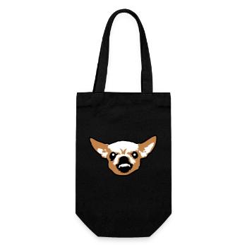 Chihuahua Kleiner Hund Böse Knirschen Nervig Wut - Geschenkbeutel für Flaschen - Schwarz - Vorne