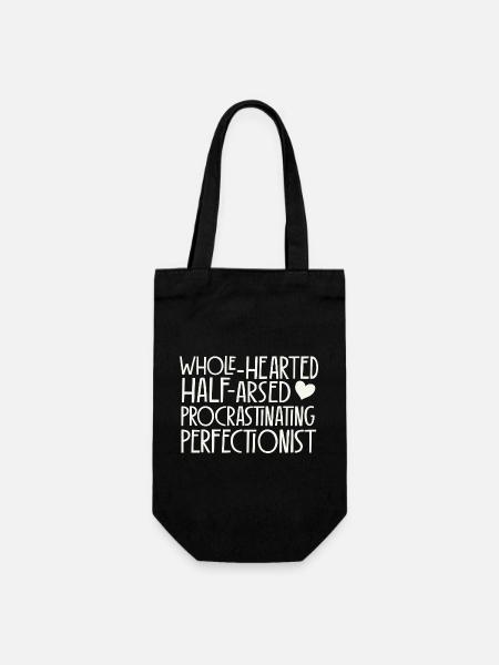 Halbherzige Perfektionisten - helles Retro-Design - Geschenkbeutel für Flaschen - Schwarz