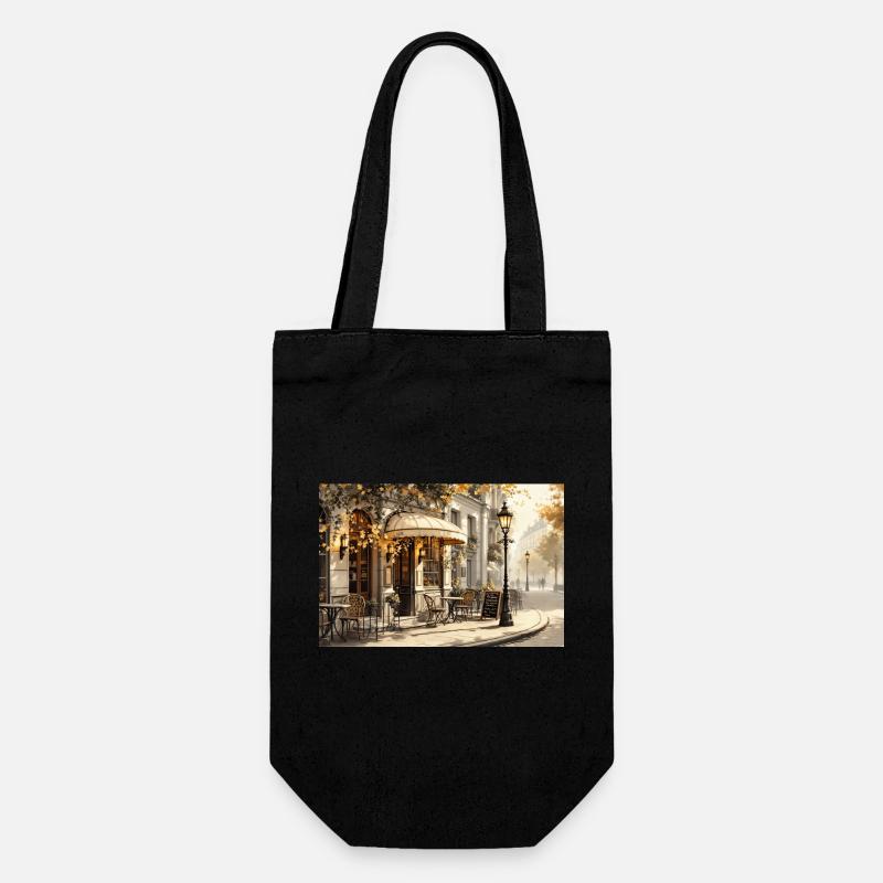 Parisian Café – Autumnal Elegance - Gift Bag for Bottles - black