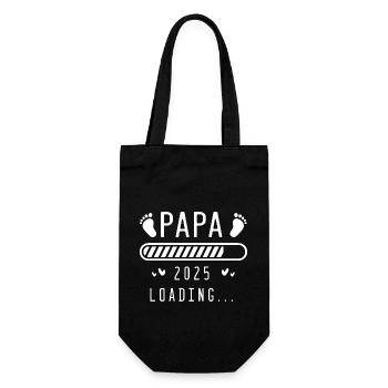 Papa 2025 werdener Vater Vati Geschenk - Geschenkbeutel für Flaschen - Schwarz - Vorne