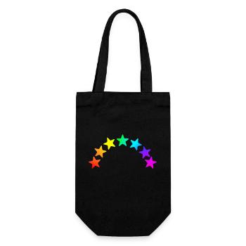 bunte Sterne - Regenbogen Farbverlauf - Geschenkbeutel für Flaschen - Schwarz - Vorne