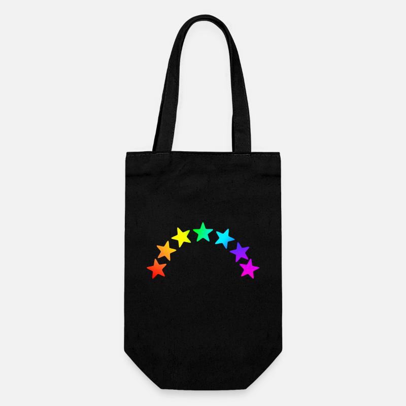 bunte Sterne - Regenbogen Farbverlauf - Geschenkbeutel für Flaschen - Schwarz