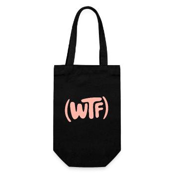 Cooles WTF-Design mit lustiger Typografie - Geschenkbeutel für Flaschen - Schwarz - Vorne