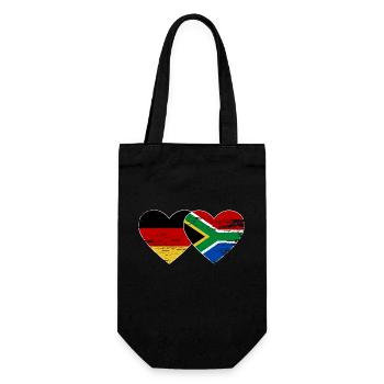 Allemagne Afrique du Sud Drapeau Mains Coeur Forme Utilisé - Sac à bouteille - noir - Devant