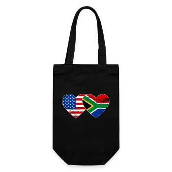 USA South Africa Flag Heart Shape Used - Gift Bag for Bottles - black - Front