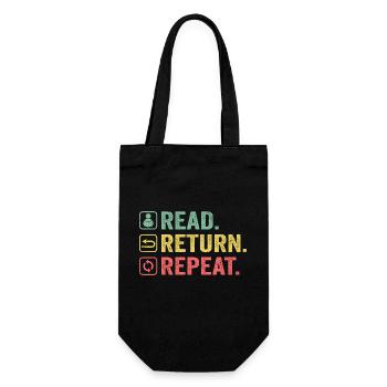 Read, Return, Repeat, Book Lover - Gift Bag for Bottles - black - Front