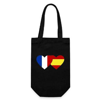Frankreich Spanien Flagge Hände Herzform - Geschenkbeutel für Flaschen - Schwarz - Vorne