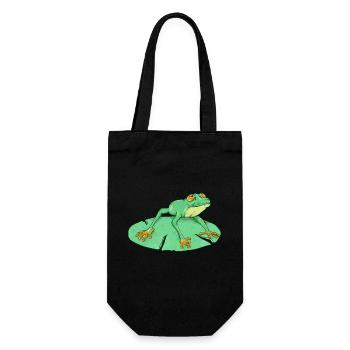 Cute green frog on a lilypad - Gift Bag for Bottles - black - Front