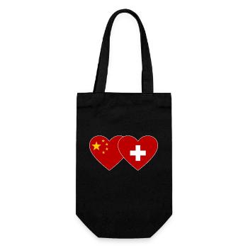 Chine Suisse Drapeau Mains Coeur Forme - Sac à bouteille - noir - Devant