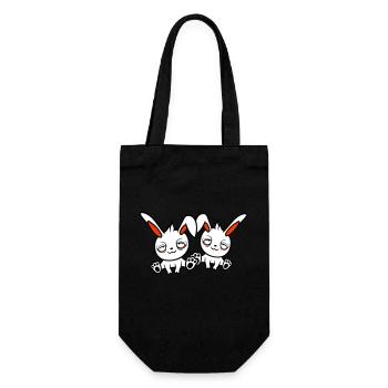 2 bunnies tired confused relaxed red dark circles - Gift Bag for Bottles - black - Front