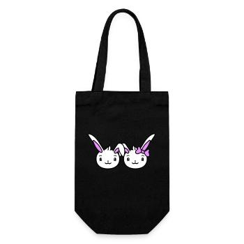 2 Bunnies Two Girlfriend Love Couple In Love Cute - Gift Bag for Bottles - black - Front
