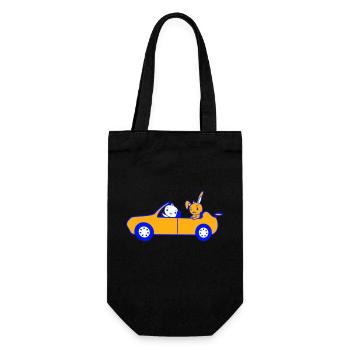 Bunny Bird Chick 2 Car Driving Team Two Friends - Gift Bag for Bottles - black - Front