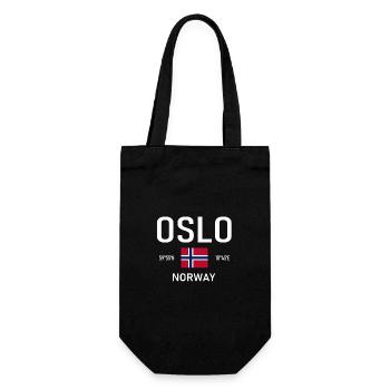 Oslo - Norvège - Coordonnées - Drapeau - Sac à bouteille - noir - Devant