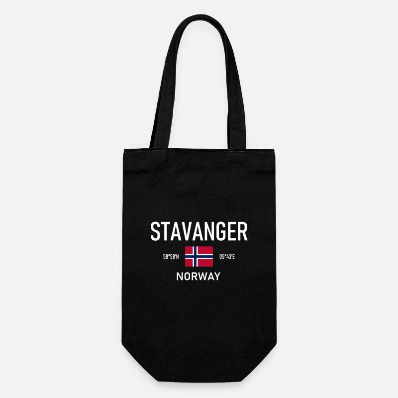 Stavanger - Norvège - Coordonnées - Drapeau - Sac à bouteille - noir