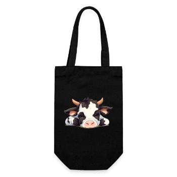 Müde Kuh - genervte Tiere - Geschenkbeutel für Flaschen - Schwarz - Vorne