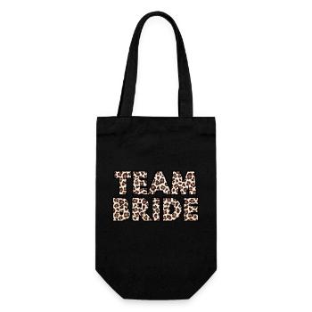 Team Braut Leopard - Geschenkbeutel für Flaschen - Schwarz - Vorne