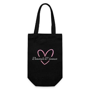 Brautjungfer Rosa Herz Glitzer - Geschenkbeutel für Flaschen - Schwarz - Vorne