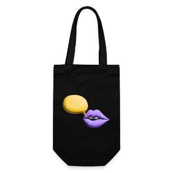 mund hello lippen retro 3d bunt - Geschenkbeutel für Flaschen - Schwarz - Vorne